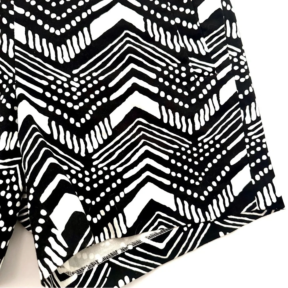 J. Crew Stretch Chino Shorts Black and White Tribal Stripes Size 6